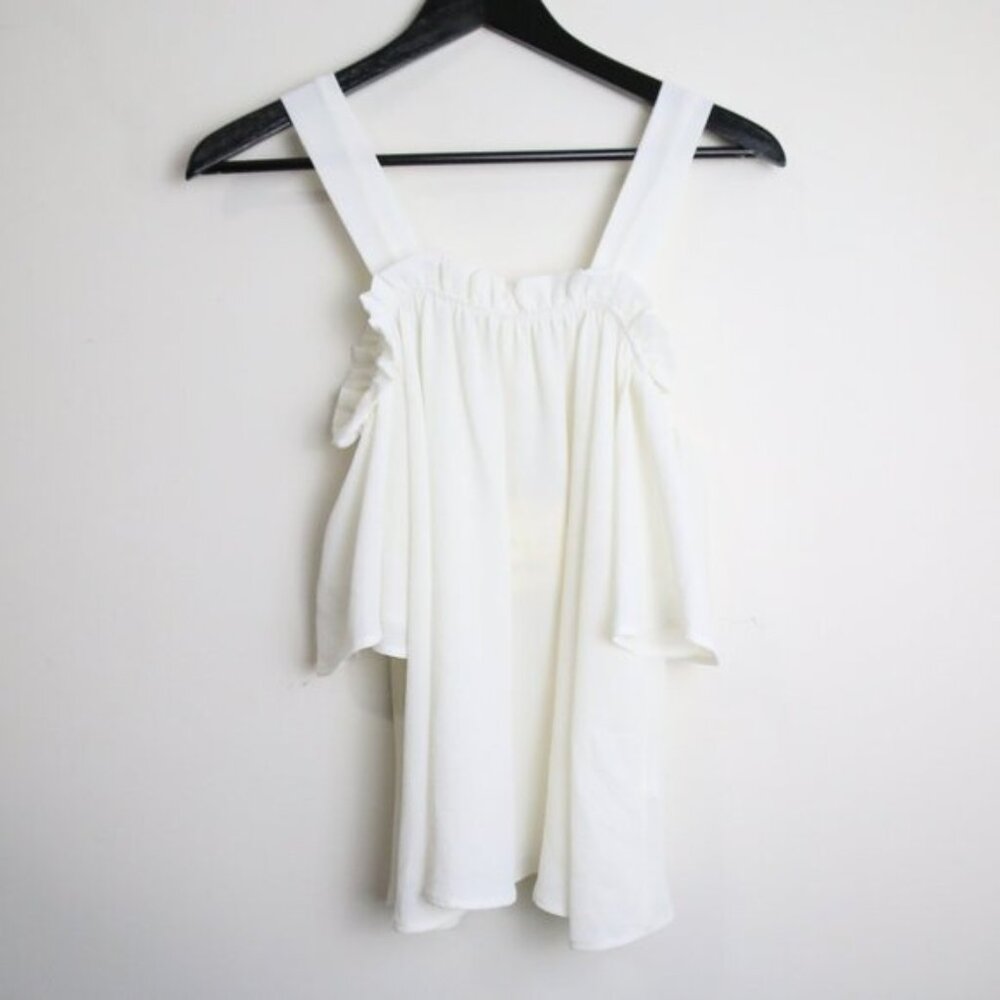 NWT Lumina Off the Shoulder Strapped Crisp White Blouse Size